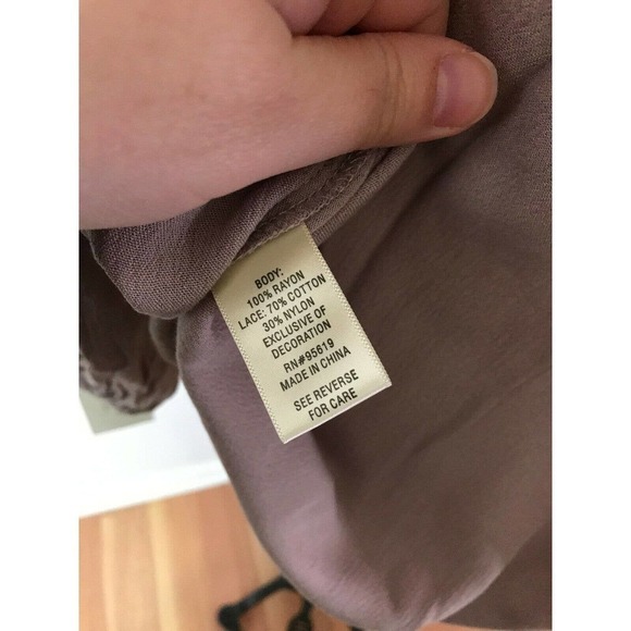 Ecru Gauzy Peasant Blouse Sheer Crochet Shoulders Long Sleeve Fall Casual - Picture 6 of 8